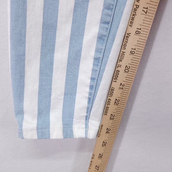 Good American Good Legs Crop Jeans Size 12 /31 Skinny White Blue Striped - Picture 5 of 15